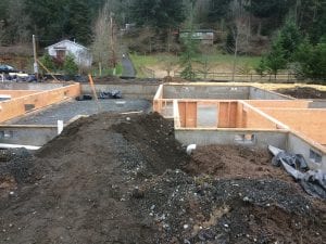 The footings and foundation walls are poured. Crawl space walls are being constructed.